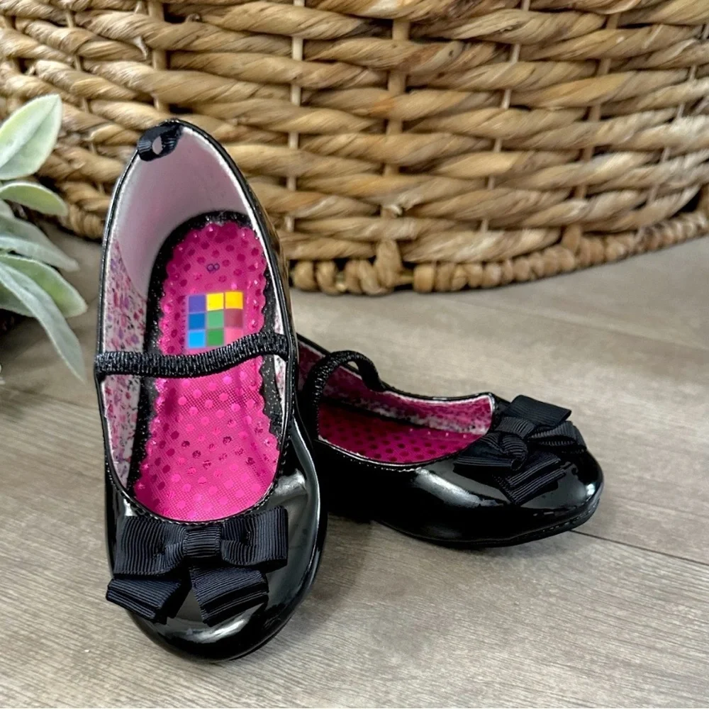 New Y2K HealthTex Girls Black Bow Mary Jane Toddler Girls Shoes Size 8